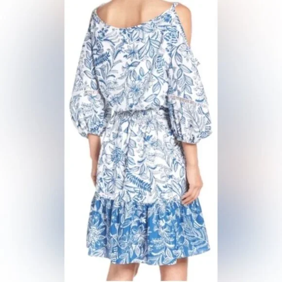 Eliza J Blue and White Floral Petite Dress - Picture 6 of 9